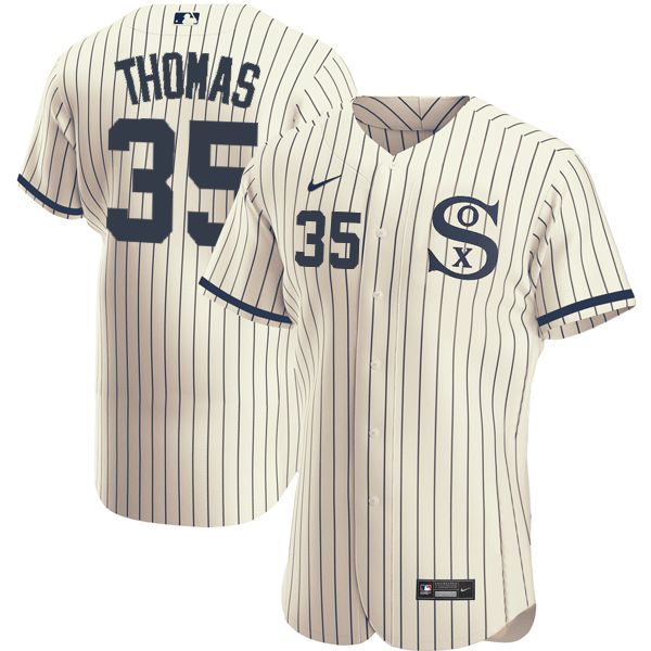 Men Chicago White Sox 35 Thomas Cream stripe Dream version Elite Nike 2021 MLB Jerseys